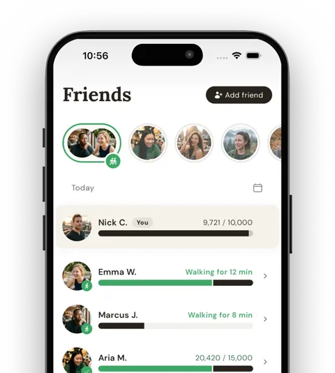 Steps Club friends list: who is walking right now