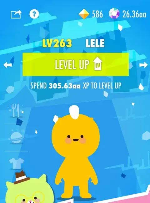 Wokamon: a level-up screen for a creature at level 263